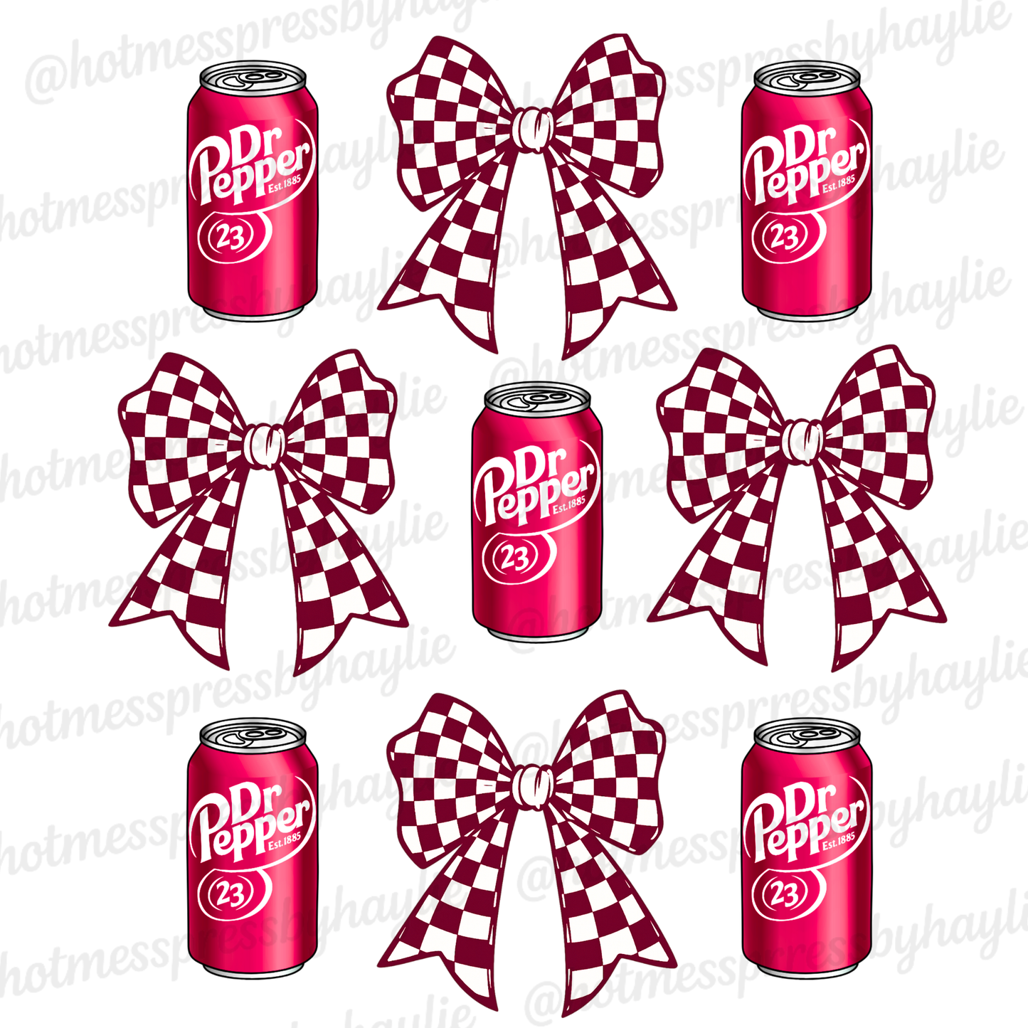 Dr Pepper Bow Digital PNG | Checkered Bow & Soda Design