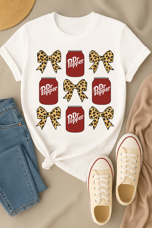Dr Pepper & Leopard Bow Shirt