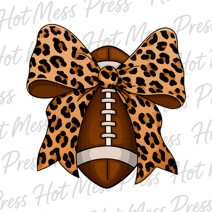 Leopard Bow Football Shirt | Game Day Tee | Fall Sports Graphic Tee | Cute Football Mom Shirt
