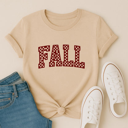 Fall Checkerboard PNG | Retro Block Letter Fall Digital Download | Sublimation & Printable Design