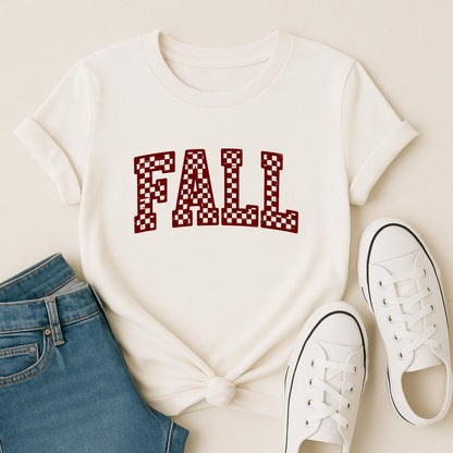 Fall Checkerboard PNG | Retro Block Letter Fall Digital Download | Sublimation & Printable Design