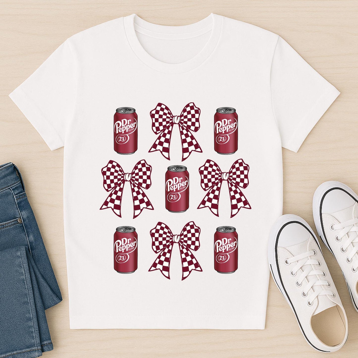 Dr Pepper Checker Bow PNG | Retro Soda Can Design | Digital Download