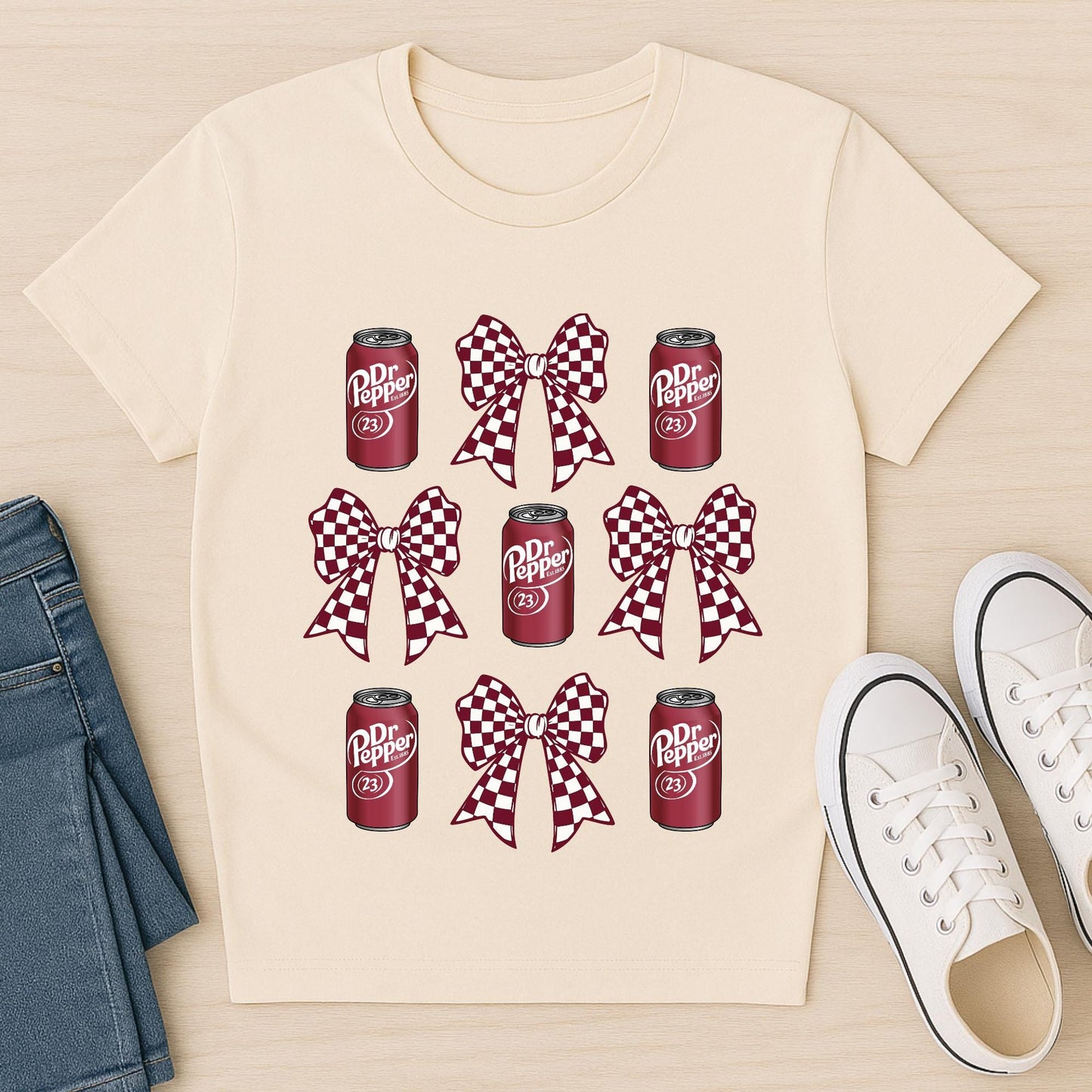 Dr Pepper Checker Bow PNG | Retro Soda Can Design | Digital Download
