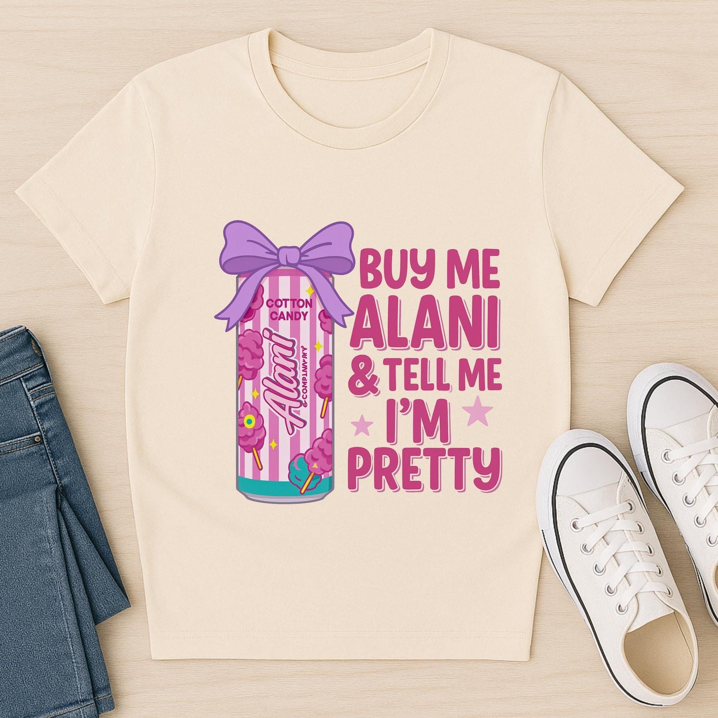 Cotton Candy Alani Energy Drink PNG: Pink Bow Sublimation Design (Digital Download)