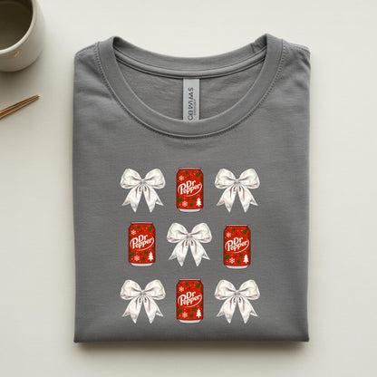 Christmas Dr Pepper Bow PNG | Holiday Soda Can Clipart | Coquette Christmas Drink Design