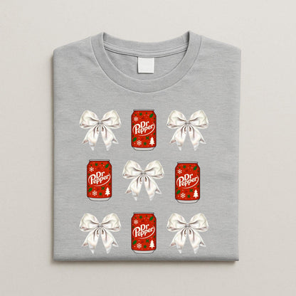 Christmas Dr Pepper Bow PNG | Holiday Soda Can Clipart | Coquette Christmas Drink Design