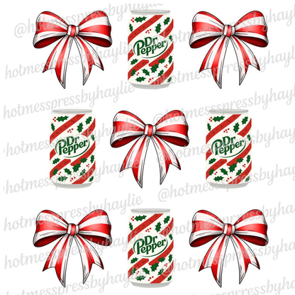 Christmas Dr Pepper Bow PNG | Holiday Soda Sublimation (Digital Download)