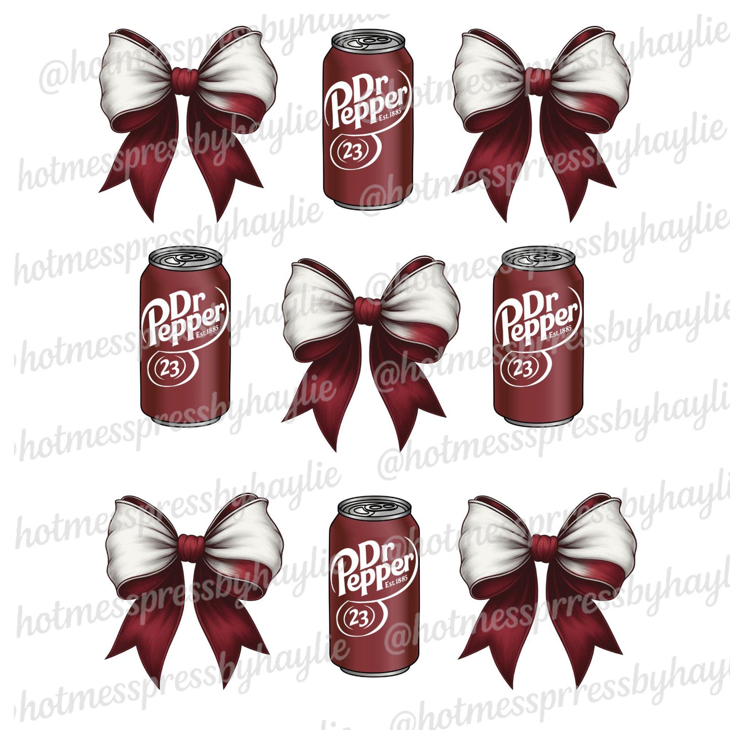 Dr Pepper Bow PNG | Coquette Soda Can Clipart