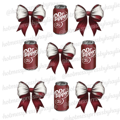 Dr Pepper Bow PNG | Coquette Soda Can Clipart