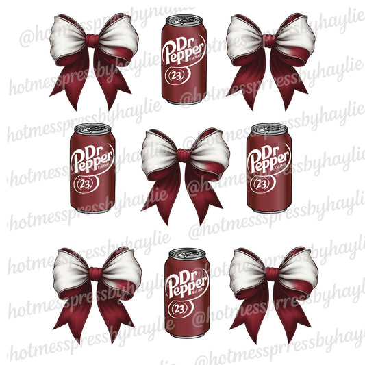 Dr Pepper Bow PNG | Coquette Soda Can Clipart