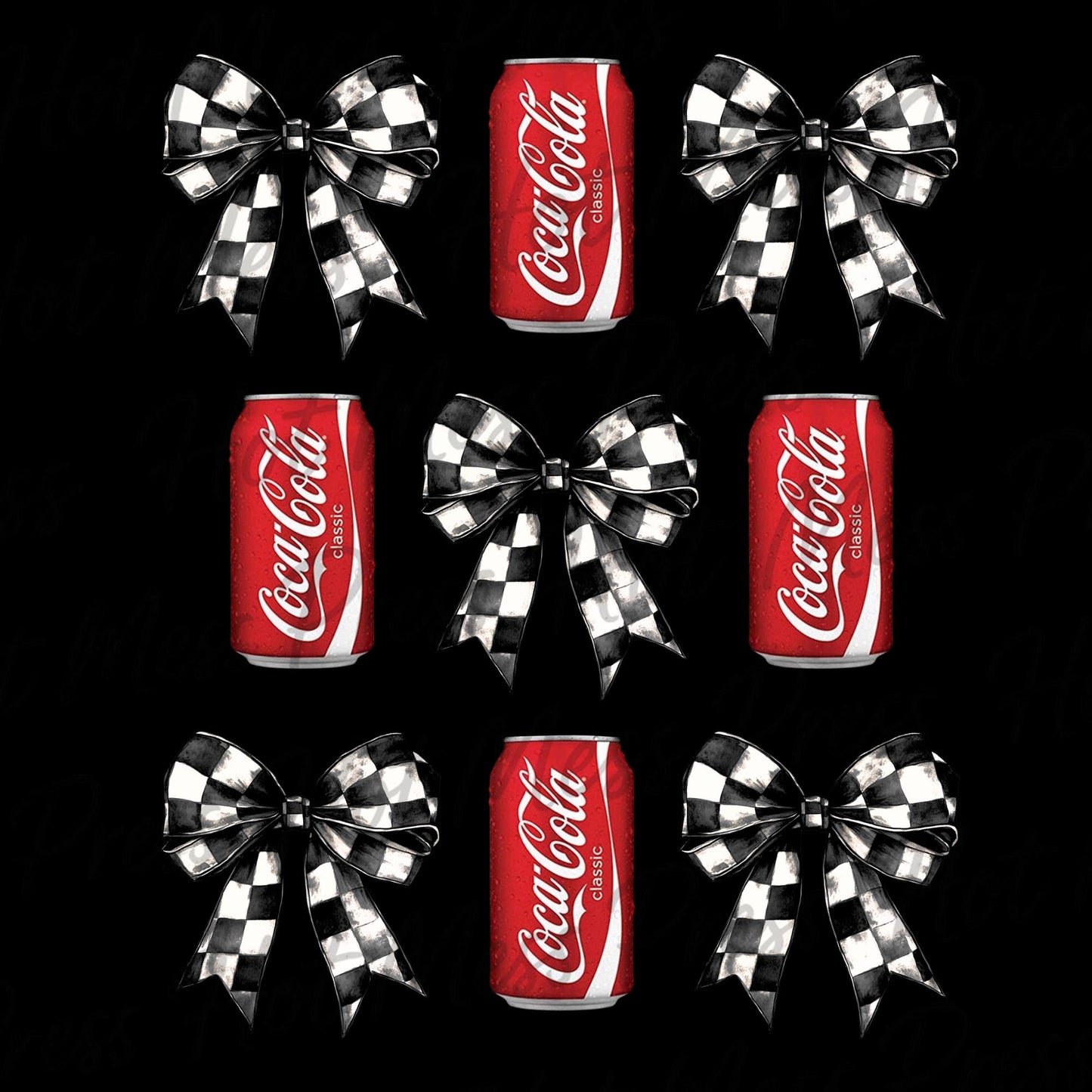Coca-Cola & Checkered Bow PNG: Retro Soda Design (Digital Download)