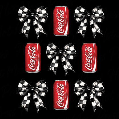 Coca-Cola & Checkered Bow PNG: Retro Soda Design (Digital Download)