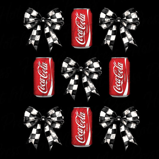 Coca-Cola & Checkered Bow PNG: Retro Soda Design (Digital Download)