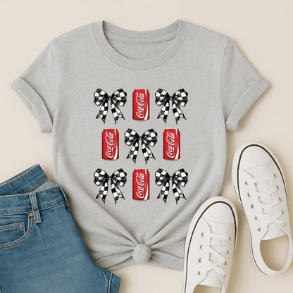 Coca-Cola & Checkered Bow PNG: Retro Soda Design (Digital Download)