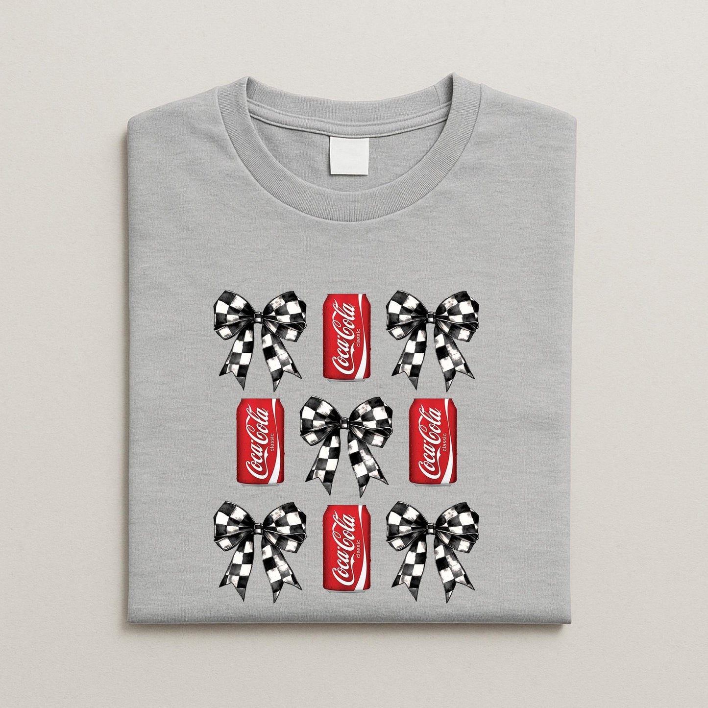 Coca-Cola & Checkered Bow PNG: Retro Soda Design (Digital Download)