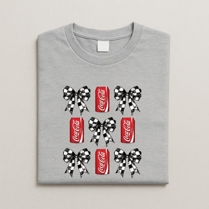 Coca-Cola & Checkered Bow PNG: Retro Soda Design (Digital Download)