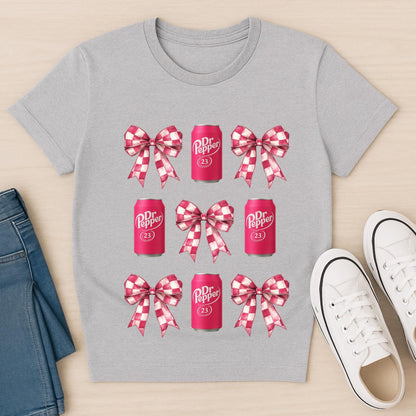 Dr Pepper Pink Checkered Bow PNG: Soda Sublimation Design (Digital Download)