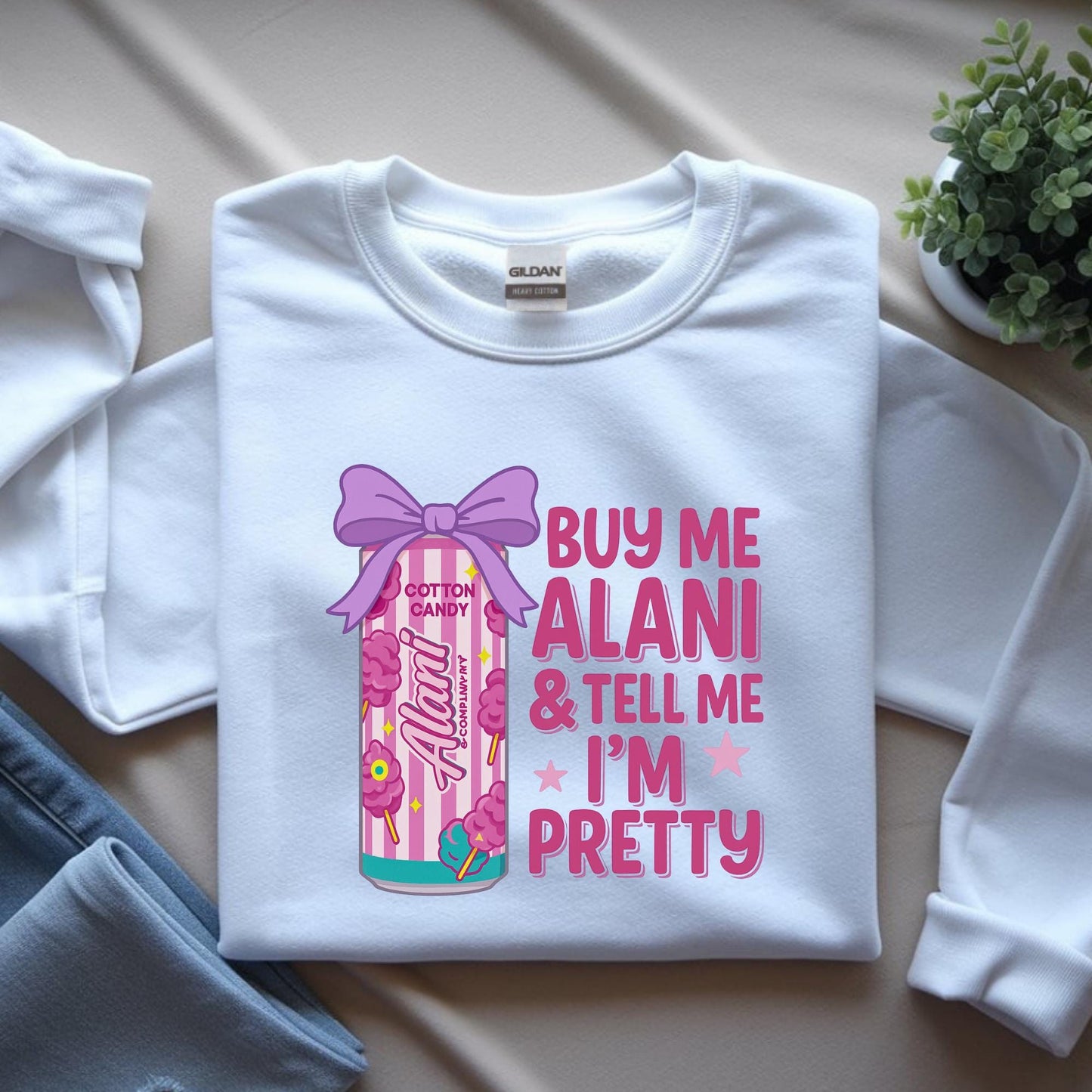 Cotton Candy Alani Energy Drink PNG: Pink Bow Sublimation Design (Digital Download)