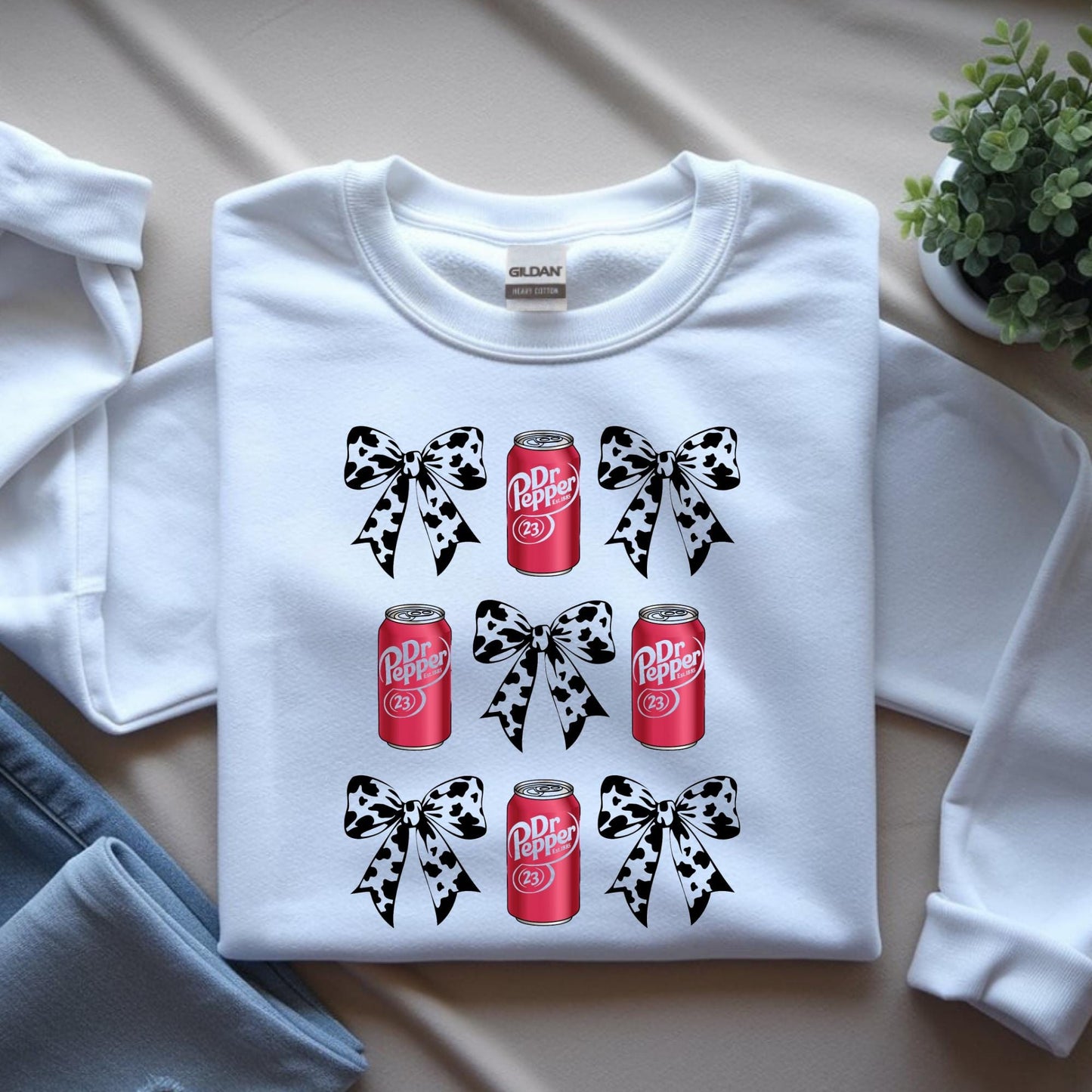 Dr Pepper Cow Print Bow PNG: Retro Sublimation Design (Digital Download)