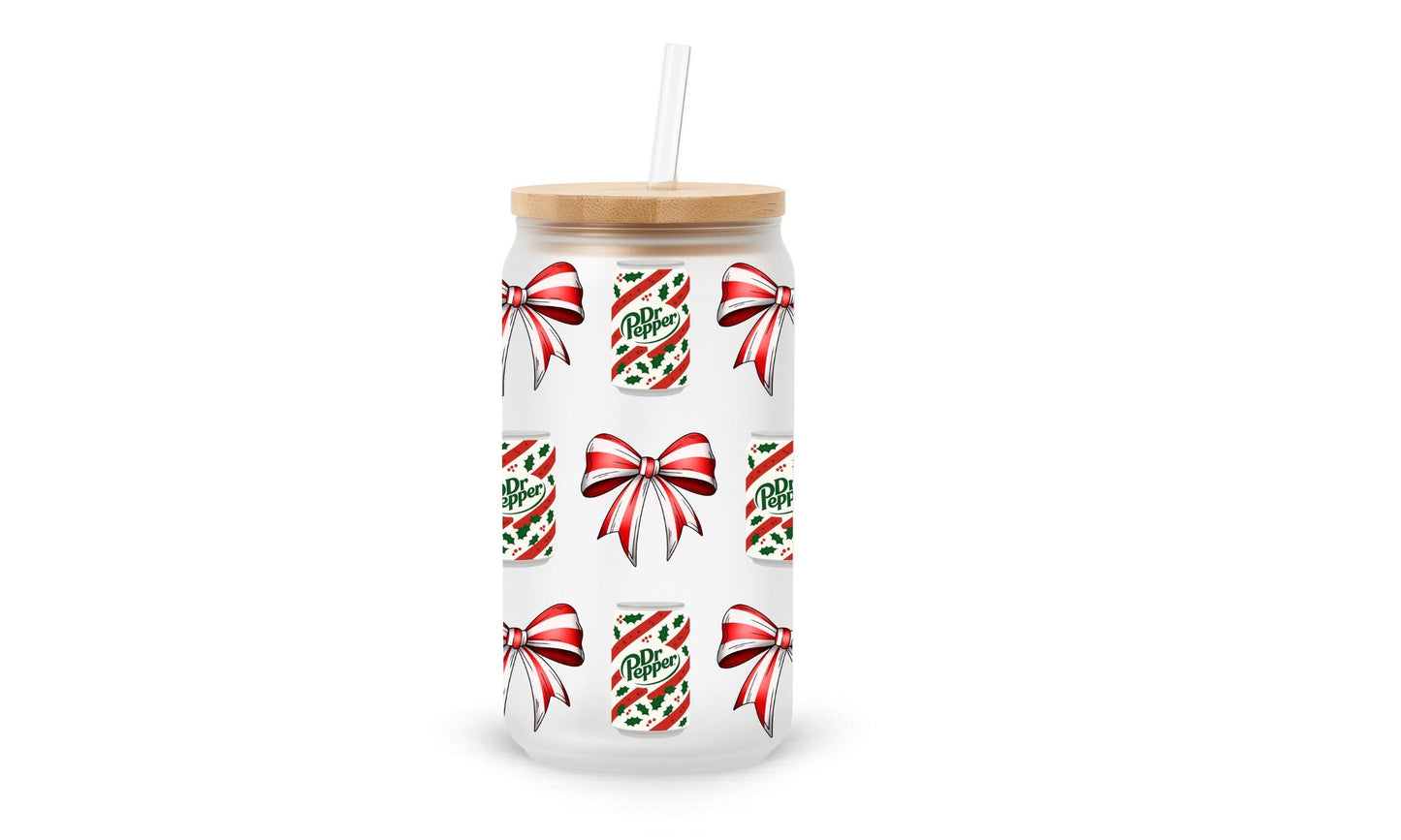 Christmas Dr Pepper Bow PNG | Holiday Soda Sublimation (Digital Download)