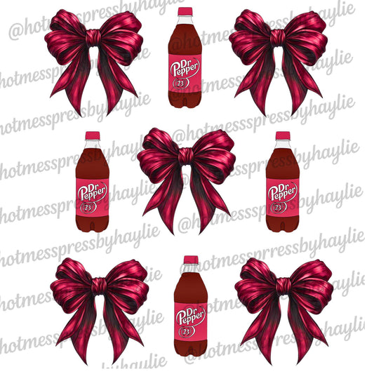 Dr Pepper Bottle Bow PNG | Maroon Coquette Soda Bottle Clipart