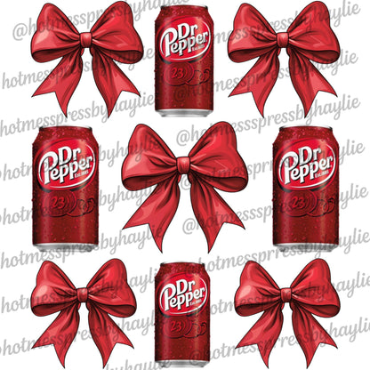 Dr Pepper Bow PNG: Soda Lover Sublimation Graphic (Digital Download)