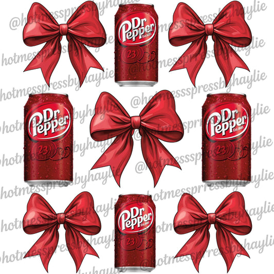 Dr Pepper Bow PNG: Soda Lover Sublimation Graphic (Digital Download)