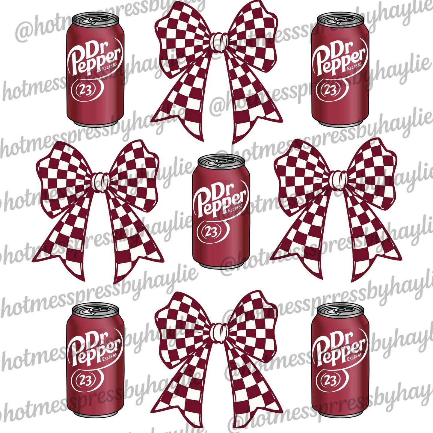 Dr Pepper Checker Bow PNG | Retro Soda Can Design | Digital Download