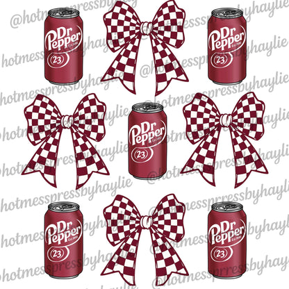 Dr Pepper Checker Bow PNG | Retro Soda Can Design | Digital Download