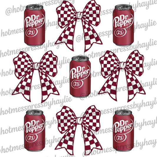 Dr Pepper Checker Bow PNG | Retro Soda Can Design | Digital Download
