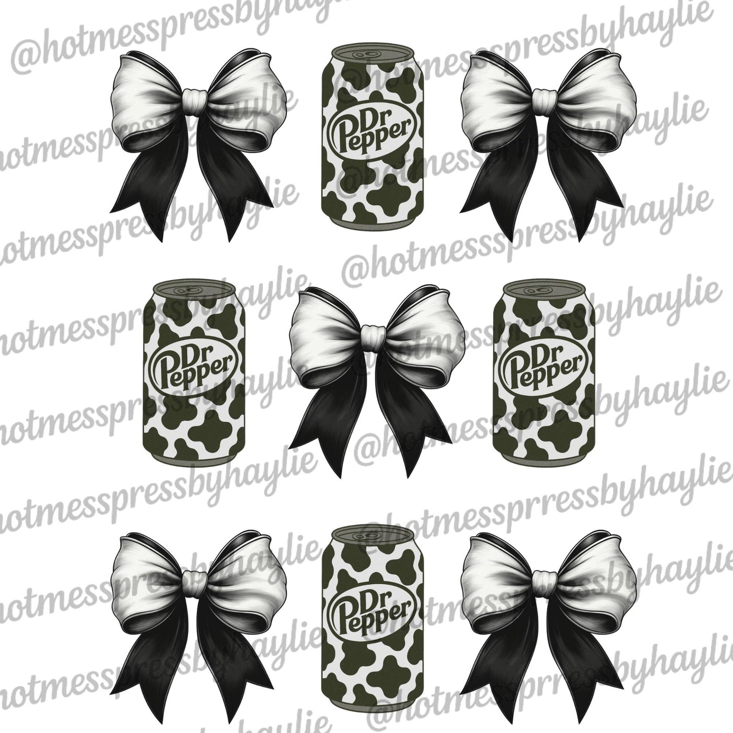 Cow Print Dr Pepper Can PNG | Coquette Bows, Western Cowgirl (Digital Download)