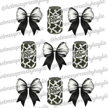 Cow Print Dr Pepper Can PNG | Coquette Bows, Western Cowgirl (Digital Download)